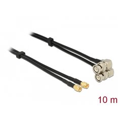 Delock Antenna Cable SMA plug > BNC plug 90° Twin Cable RG-58 C/U 10 m