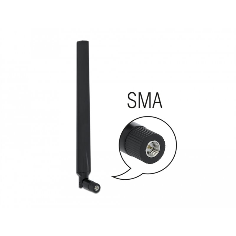 Antenna LTE SMA plug 90 gradi 2.5 dBi omnidirezionale fissa da esterno con  base magnetica e cavo di connessione nera - KM Soltec Srl