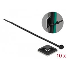 Delock Cable Tie Mount 30 x 30 mm with Cable Tie L 200 x W 4.8 mm black