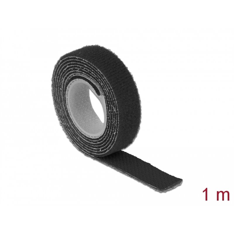 Rotolo di velcro auroadesivo con nastro a strappo 10 m x 25 mm nero - KM  Soltec Srl