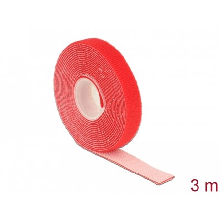 Delock Velcro tape on roll L 3 m x W 13 mm red