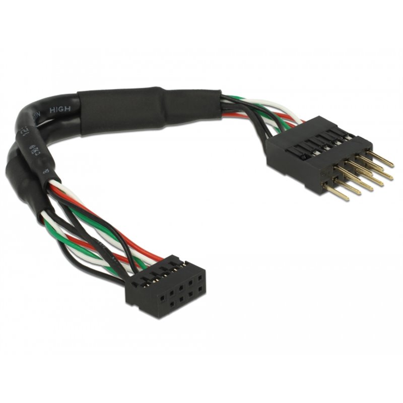 Delock Cable USB 2.0 pin header female 2.00 mm 10 pin > USB 2.0 pin header  male 2.54 mm 10 pin 12 cm