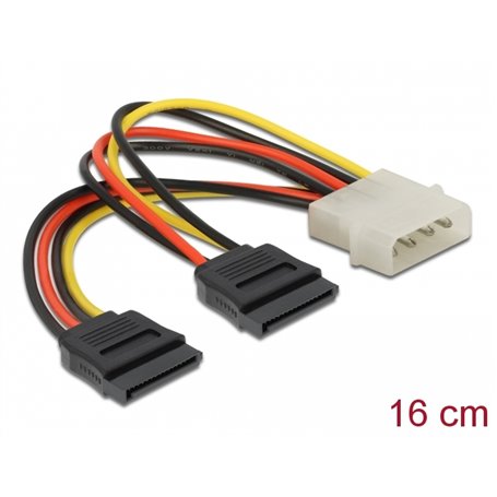 Delock Cable SATA 15 pin HDD 2 x to 4 pin male
