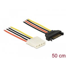Delock Power Cable SATA 15 pin male  4 pin female 50 cm