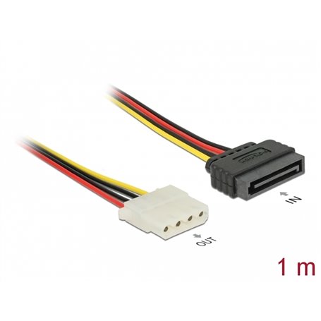 Delock Power Cable SATA 15 pin male > 4 pin female 100 cm