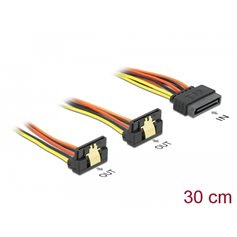 Delock Cable SATA 15 pin power plug with latching function > 2 x SATA 15 pin power receptacle 30 cm