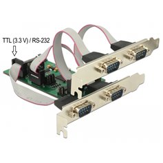 Delock PCI Express Card to 3 x Serial RS-232 + 1 x TTL 3.3 V / RS-232 with voltage supply