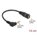 Delock Cable Audio Stereo 2.5 mm male angled > 3.5 mm female 3 pin 14 cm