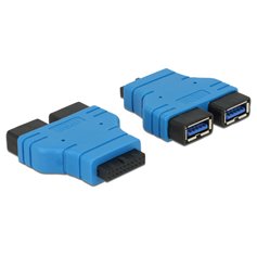 Delock Adapter USB 3.0 pin header female > 2 x USB 3.0 Type-A female – parallel