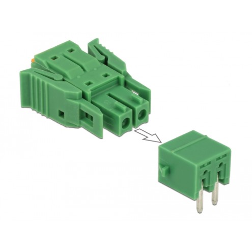 Delock Terminal block set for PCB 2 pin 3.81 mm pitch horizontal