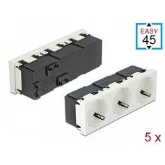 Delock Easy 45 Grounded Power Socket 3-way with a 45° arrangement 45 x 45 mm 5 pieces
