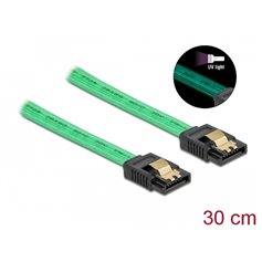 Delock SATA 6 Gb/s Cable UV glow effect green 30 cm