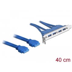 Delock Slot bracket USB 3.0 pin header 19 pin 2 x internal > 4 x USB 3.0-A female external