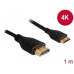 Delock Cable High Speed HDMI with Ethernet - HDMI-A male  HDMI Mini-C male 4K 1 m Slim