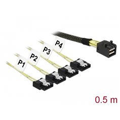 Delock Cable Mini SAS HD SFF-8643 > 4 x SATA 7 Pin 0.5 m