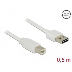 Delock Cable EASY-USB 2.0 Type-A male > USB 2.0 Type-B male 0,5 m white