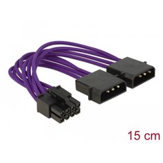 Delock Power Cable 8 pin EPS > 2 x 4 pin textile shielding purple