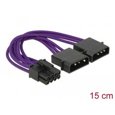 Delock Power Cable PCI Express 8 pin male > 2 x 4 pin male textile shielding purple