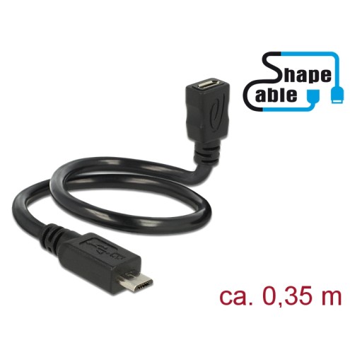 Delock Cable USB 2.0 Micro-B male > USB 2.0 Micro-B female OTG ShapeCable 0.35 m