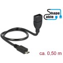 Delock Cable USB 2.0 Micro-B male > USB 2.0 Type-A female OTG ShapeCable 0.50 m