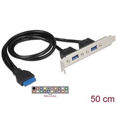 Delock Slot bracket 1 x 19 pin USB 3.0 pin header female internal > 2 x USB 3.0 Type-A female external