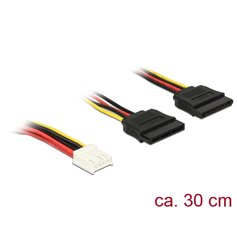 Delock Power Cable Floppy 4 pin Power receptacle > 2 x Power SATA 15 pin receptacle 30 cm