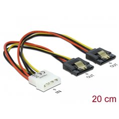 Delock Cable Power Molex 4 pin male-2 x SATA 15 pin receptacle metal 20 cm