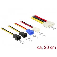 Delock Cable Power supply Molex 4 pin male > 4 x 2 pin fan (12 V / 7 V / 5 V) 20 cm