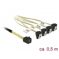 Delock Cable Mini SAS HD SFF-8643  4 x SATA 7 Pin angled 0.5 m