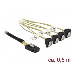 Delock Cable Mini SAS SFF-8087  4 x SATA 7 Pin angled 0.5 m