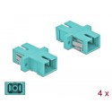 Delock Optical Fiber Coupler SC Simplex female to SC Simplex female Multi-mode 4 pieces light blue