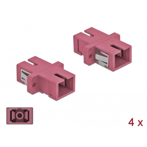 Delock Optical Fiber Coupler SC Simplex female to SC Simplex female Multi-mode 4 pieces violet