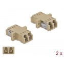 Delock Optical Fiber Coupler LC Duplex female to LC Duplex female Multi-mode 2 pieces beige