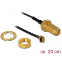 Delock Antenna Cable SMA jack bulkhead to MHF® I plug 1.13 20 cm thread length 10 mm