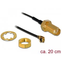 Delock Antenna Cable SMA jack bulkhead to MHF® I plug 1.13 20 cm thread length 10 mm