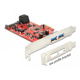 Delock PCI Express Card  2 x external USB 3.0 + 2 x internal SATA 6 Gb/s – Low Profile Form Factor