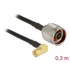 Delock Antenna cable N Plug  RP-SMA Plug 90° CFD200 0.3 m low loss