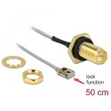 Delock Antenna Cable RP-SMA jack bulkhead to MHF® I LK plug 1.13 50 cm thread length 10 mm splash proof