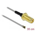 Delock Antenna Cable SMA jack bulkhead to MHF® 4 plug 0.81 35 cm thread length 10 mm