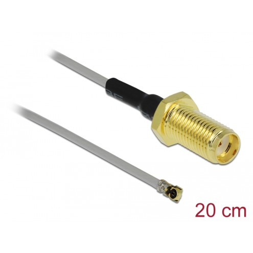 Delock Antenna Cable SMA jack bulkhead to MHF® 4L plug 1.37 20 cm thread length 10 mm