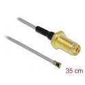 Delock Antenna Cable SMA jack bulkhead to MHF® 4L plug 1.37 35 cm thread length 10 mm