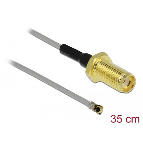 Delock Antenna Cable SMA jack bulkhead to MHF® 4L plug 1.37 35 cm thread length 10 mm