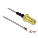 Delock Antenna Cable SMA jack bulkhead to MHF® 4L plug 1.37 50 cm thread length 10 mm