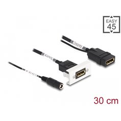 Delock Easy 45 DisplayPort 4K 60 Hz Module with DC feed 2.1 x 5.5 mm and pigtail,22.5 x 45 mm