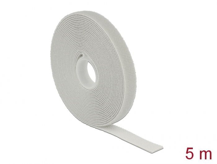 Delock Velcro tape on roll L 5 m x W 13 mm grey