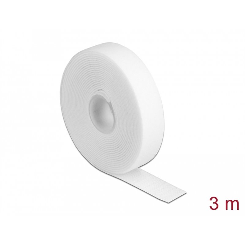 Delock Velcro tape on roll L 3 m x W 20 mm white