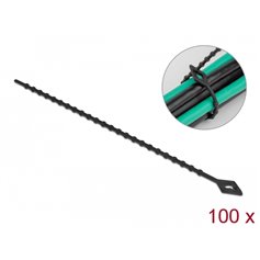 Delock Beaded Cable Tie reusable L 150 x W 2.4 mm black 100 pieces