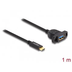 Delock SuperSpeed USB 10 Gbps (USB 3.2 Gen 2) Cable USB Type-C™ male to USB Type-A female 1 m panel-mount black