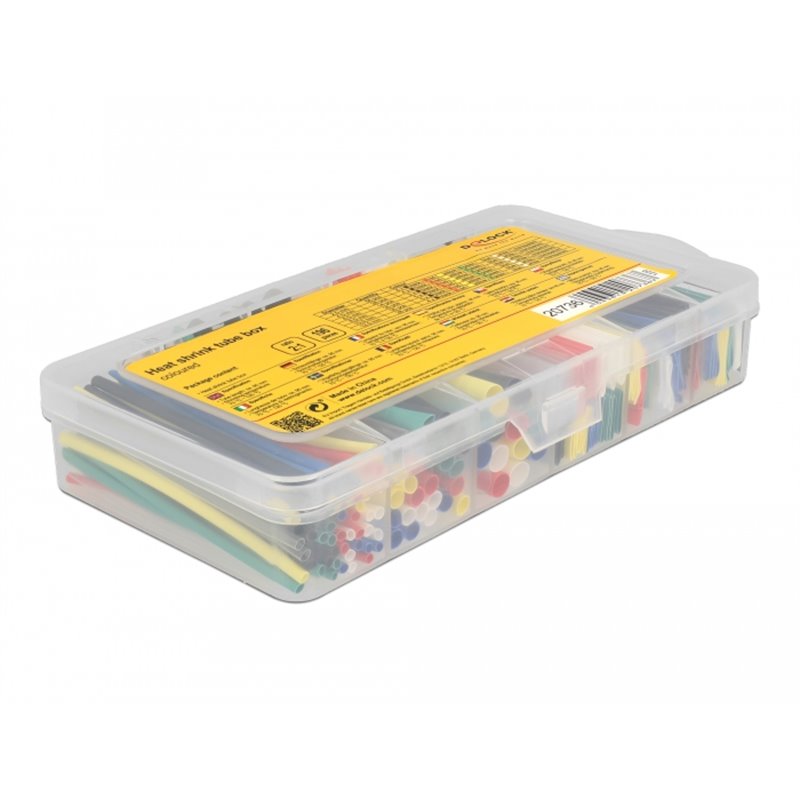 Delock Heat shrink tube assortment box, shrinkage ratio 2:1, assorted  colours 196 pieces