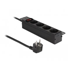 Delock 10″ Power Socket 4-way with protective contact switch 1U black